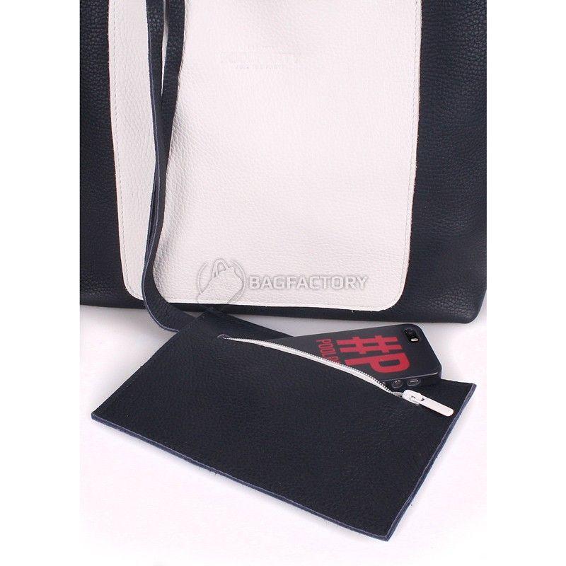 Женская кожаная сумка POOLPARTY Mania (mania-darkblue-white)