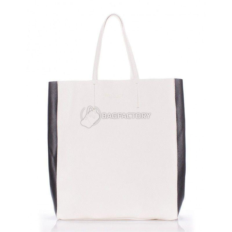 Женская кожаная сумка POOLPARTY City (city2-white-black)
