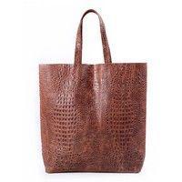 Женская кожаная сумка POOLPARTY City (leather-city-croco-brown)