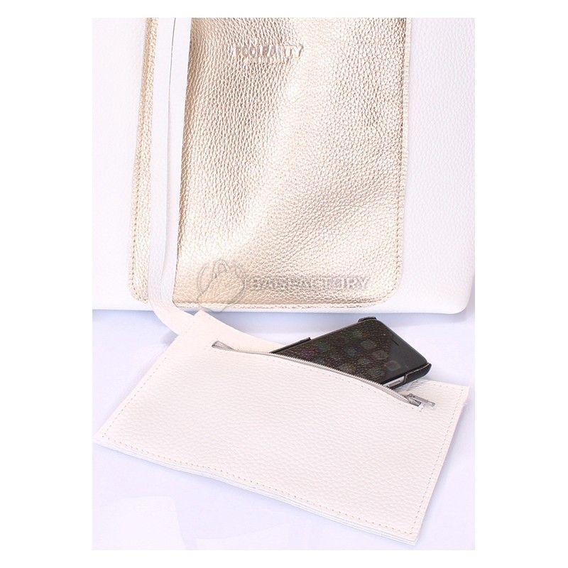 Женская кожаная сумка POOLPARTY Mania (mania-white-gold)