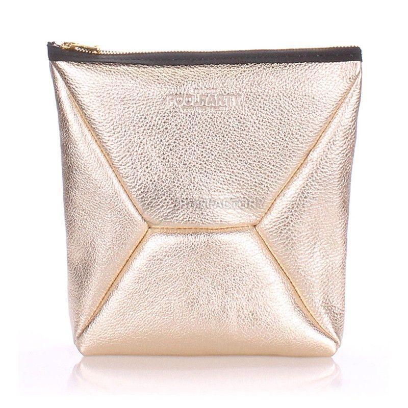 Женская кожаная косметичка-клатч POOLPARTY THE X (the-x-gold)