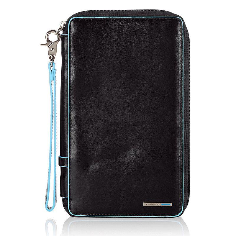 Портмоне-тревеллер Piquadro BL SQUARE Black на молнии с отдел. для кред.карт + клатч (PP3246B2_N)