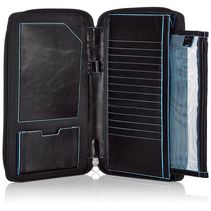 Портмоне-тревеллер Piquadro BL SQUARE Black на молнии с отдел. для кред.карт + клатч (PP3246B2_N)