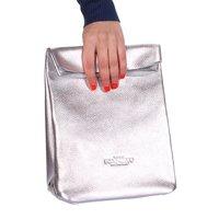 Кожаная сумка-клатч POOLPARTY Lunchbox (lunchbox-silver)