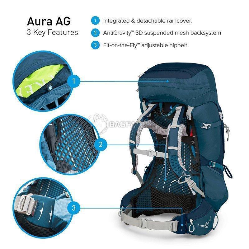 Туристический рюкзак Osprey Aura AG 65 Challenger Blue WS Синий (009.1714)