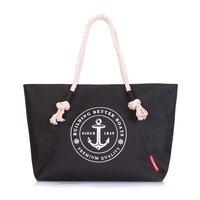 Женская коттоновая сумка POOLPARTY с морским принтом (breeze-oxford-black)