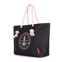 Женская коттоновая сумка POOLPARTY с морским принтом (breeze-oxford-black)