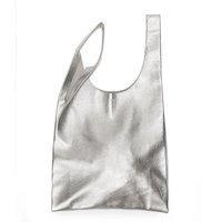 Женская кожаная сумка POOLPARTY Tote Серебристый (leather-tote-silver)