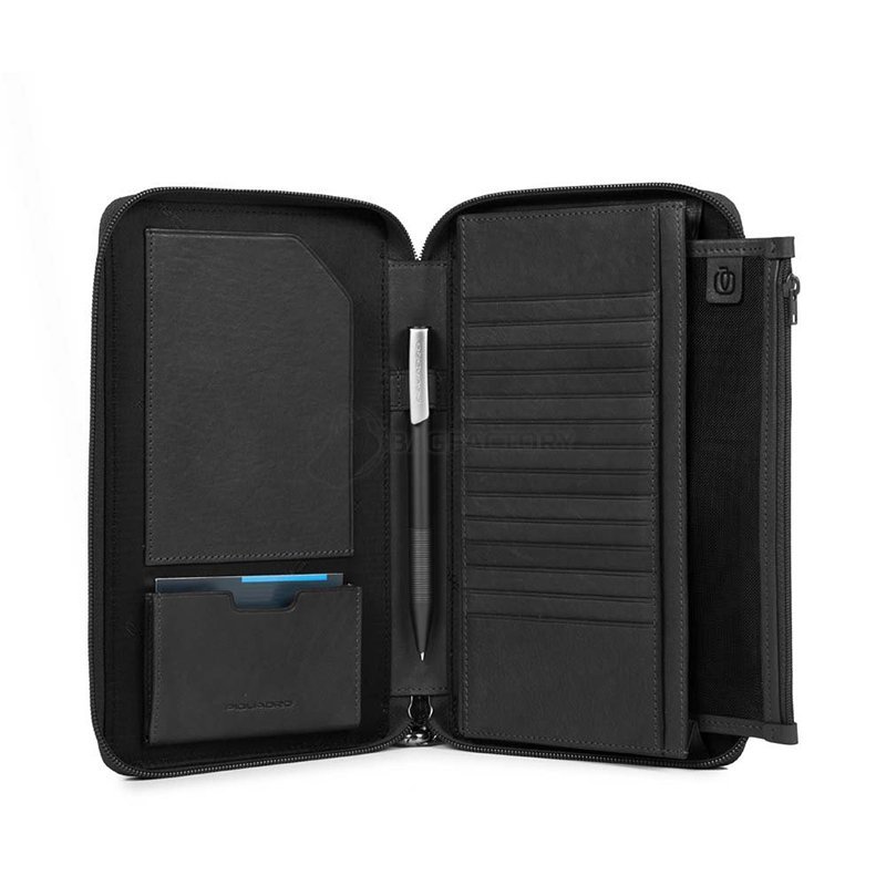 Тревеллер на молнии Piquadro BK SQUARE Black с отд. для кред.карт с RFID защитой+клатч (PP3246B3R_N)