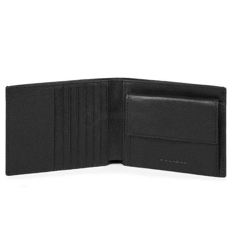 Портмоне кожаное Piquadro BK SQUARE Black с отдел. для монет с RFID защитой (PU1239B3R_N)