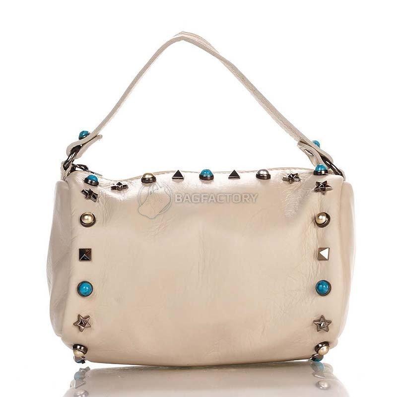 Женская кожаная сумка Italian bags Молочный (1519_milk)