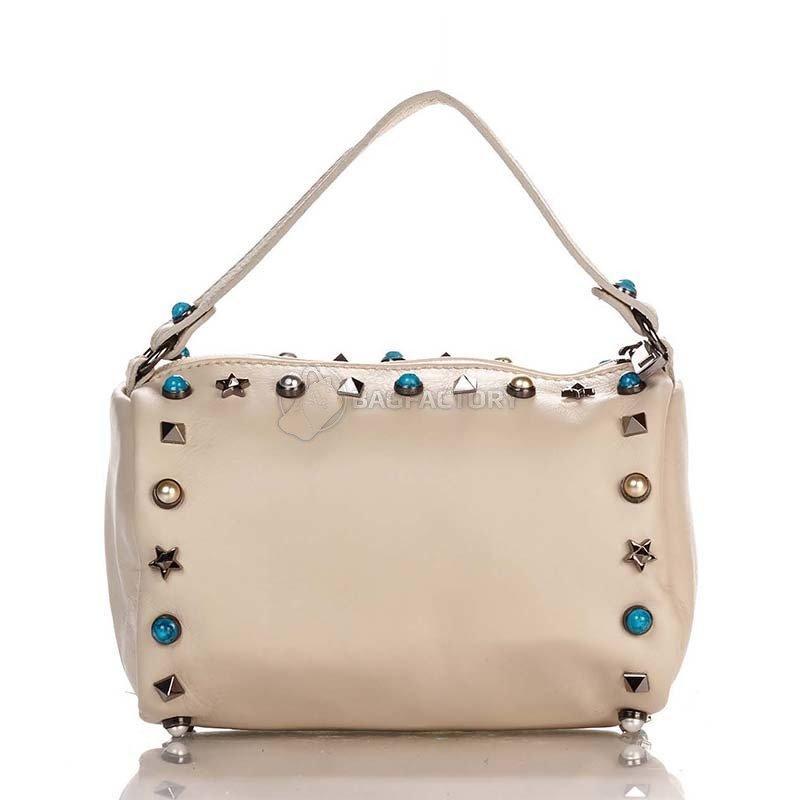 Женская кожаная сумка Italian bags Молочный (1519_milk)