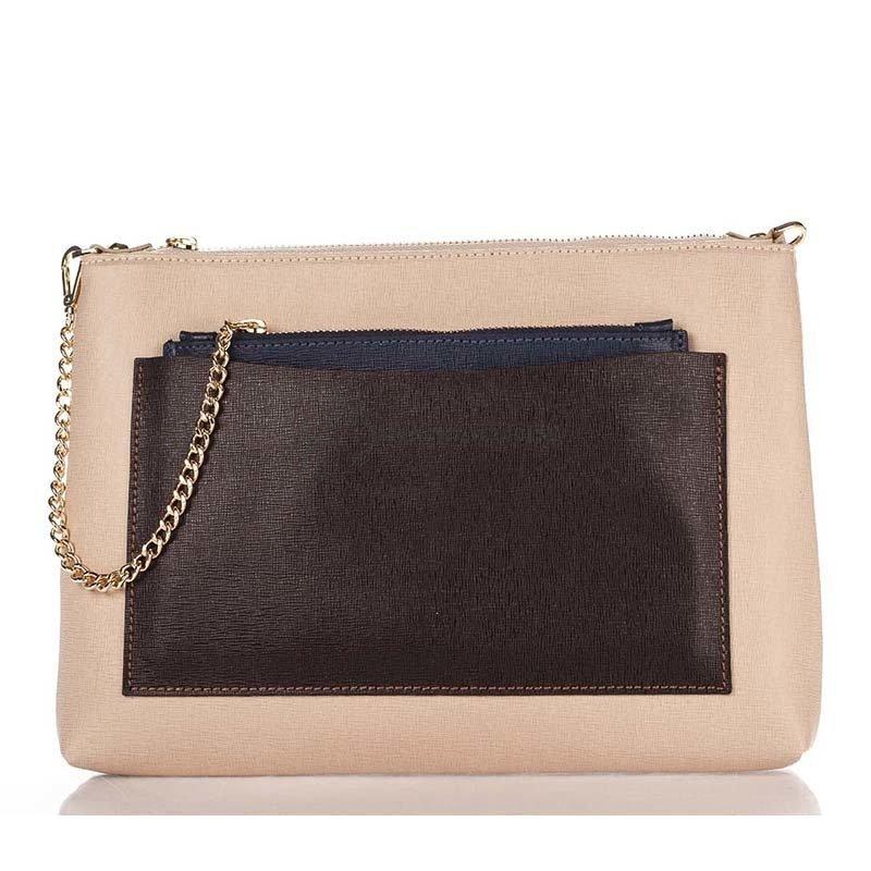 Женская кожаная сумка-клатч Italian bags Бежевый (7808_beige)