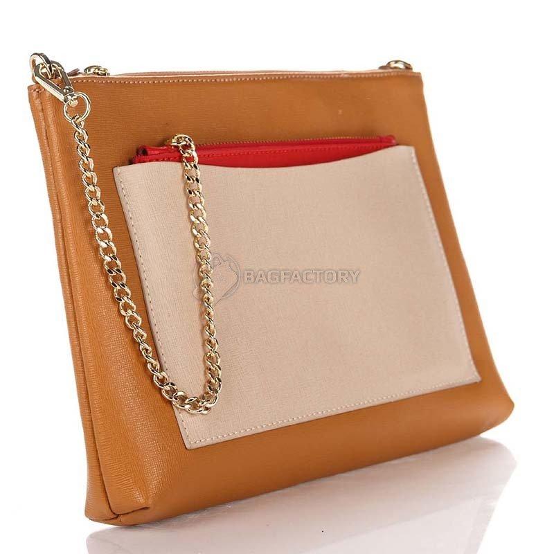 Женская кожаная сумка-клатч Italian bags Коньячный (7808_cuoio)