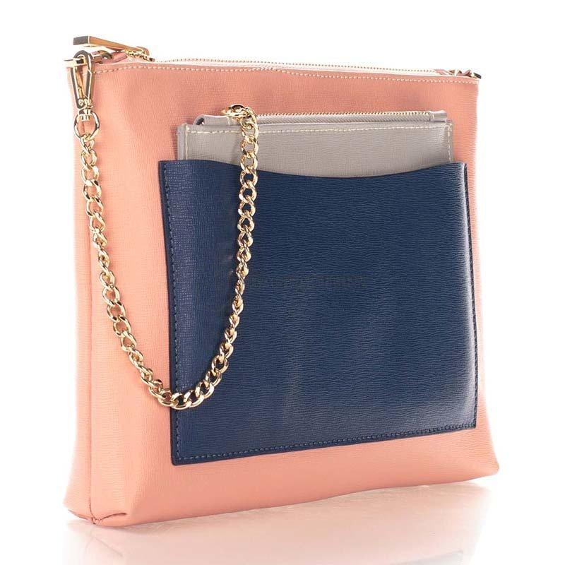 Женская кожаная сумка-клатч Italian bags Розовый (7808_white_roze)