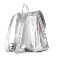 Городской кожаный рюкзак на завязках Poolparty Paris Серебристый 9л (paris-silver)