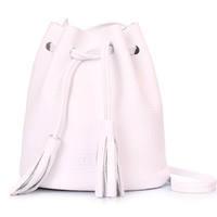 Женская кожаная сумка на завязках Poolparty Bucket Белая (bucket-white)