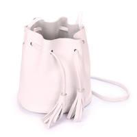 Женская кожаная сумка на завязках Poolparty Bucket Белая (bucket-white)