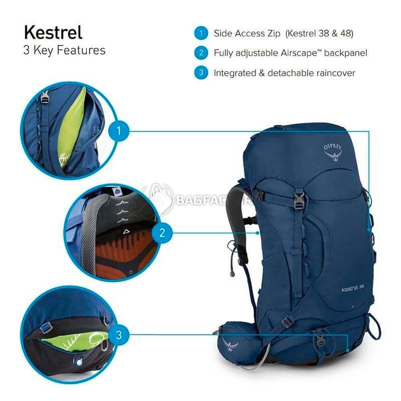 Туристический рюкзак Osprey Kestrel 38 Black S/M (009.1870)