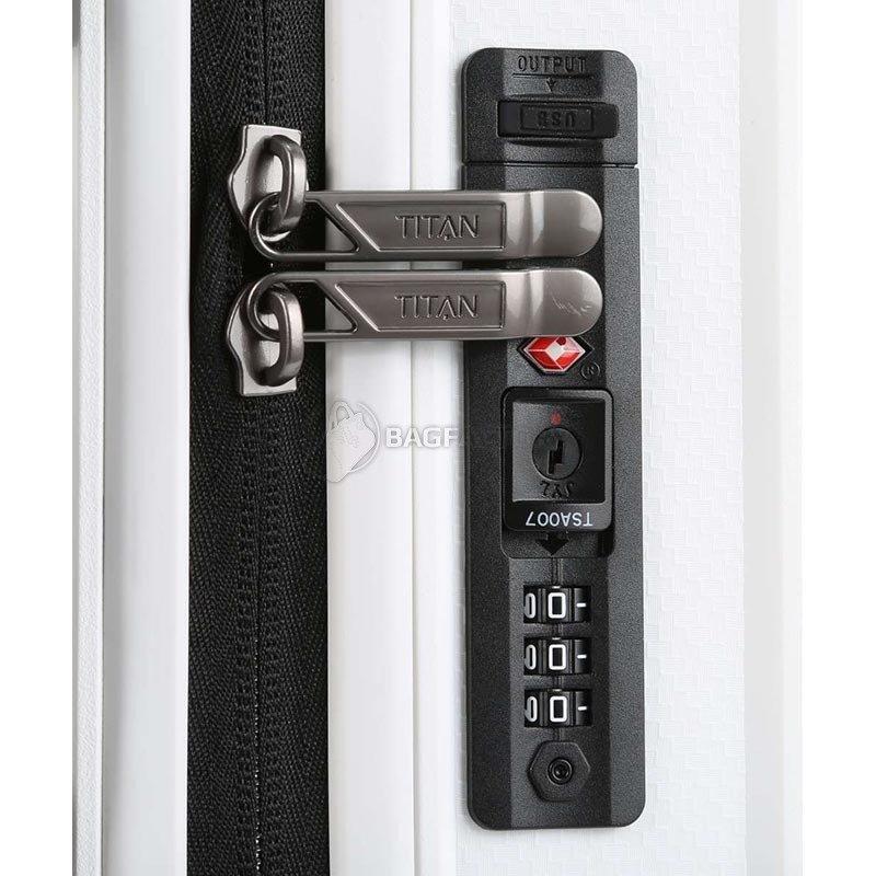 Чемодан на 4 колесах Titan COMPAX White S с USB 43л (Ti844406-30)