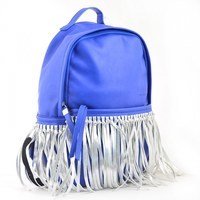 Городской женский рюкзак YES Weekend Синий с бахромой 10л (554195)