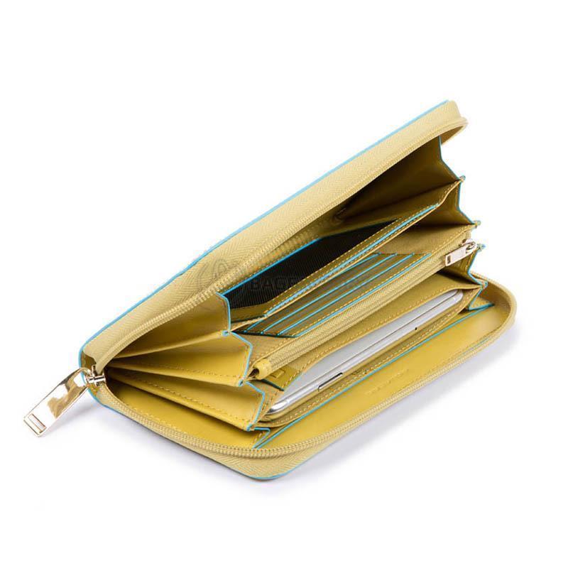 Портмоне Piquadro Blue Square Lemon на молнии с RFID защитой (PD1515B2R_G5)