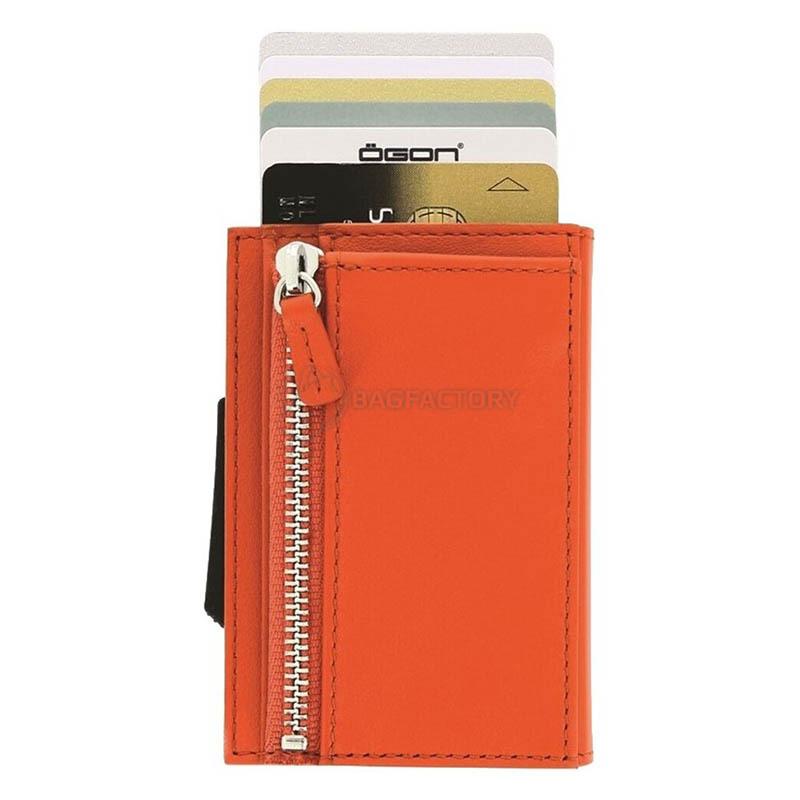 Кошелек кожаный Ogon Cascade Zipper Wallet Оранжевый (CZ_Orange)
