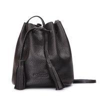 Женская кожаная сумка на завязках Poolparty Bucket Черный (bucket-black)