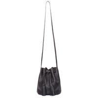 Женская кожаная сумка на завязках Poolparty Bucket Черный (bucket-black)