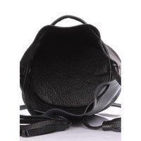 Женская кожаная сумка на завязках Poolparty Bucket Черный (bucket-black)