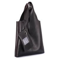 Женская кожаная сумка-шоппер Poolparty AMORE Черный (amore-leather-black)