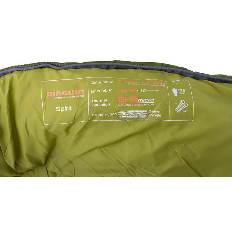 Спальный мешок Pinguin Spirit CCS 195 2020 Green Right Zip (PNG 232448)