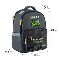 Школьный рюкзак Kite Education Game Over Серый 15л (K24-770M-4)