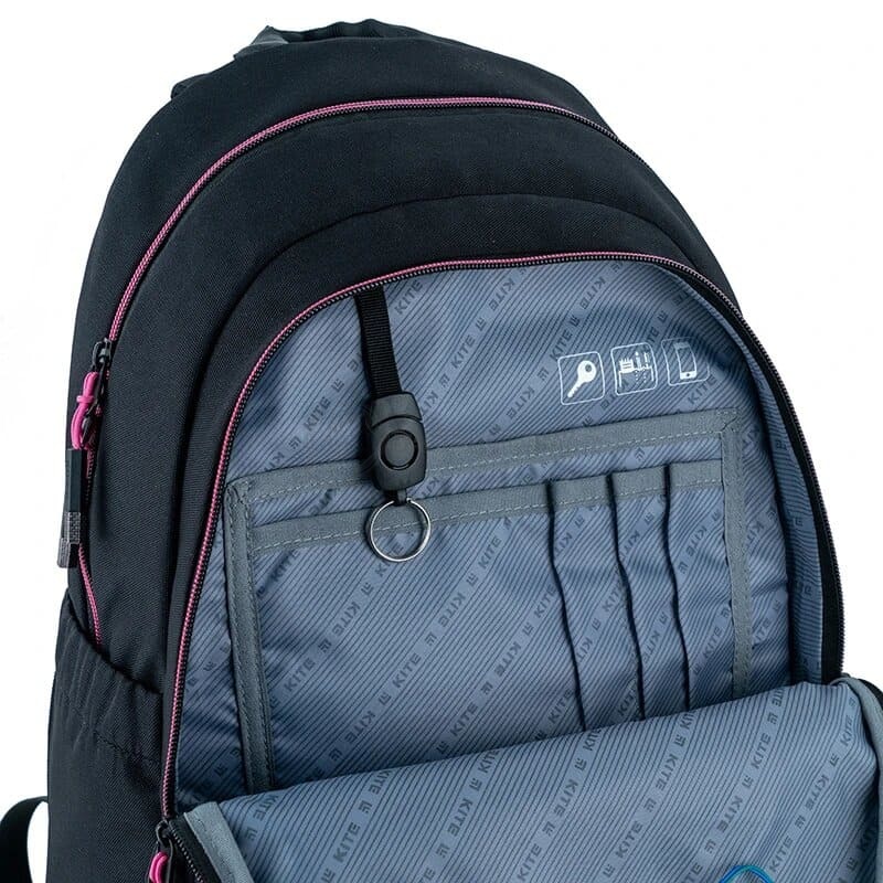 Школьный рюкзак для подростка Kite Education teens 2575M LED Черный/Розовый 19л (K24-2575M (LED))