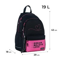 Школьный рюкзак для подростка Kite Education teens 2575M LED Черный/Розовый 19л (K24-2575M (LED))