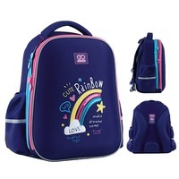 Школьный полукаркасный рюкзак GoPack Education Cute Rainbow Синий 15л (GO24-165M-1)