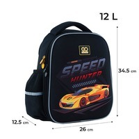 Школьный полукаркасный рюкзак GoPack Education Speed Hunter Черный 12л (GO24-165S-3)