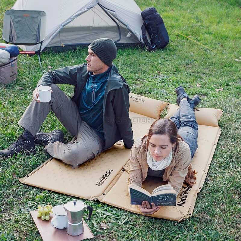 Туристический коврик Naturehike NH15Q002-D 25мм с подушкой 185см Голубой (6927595782583)