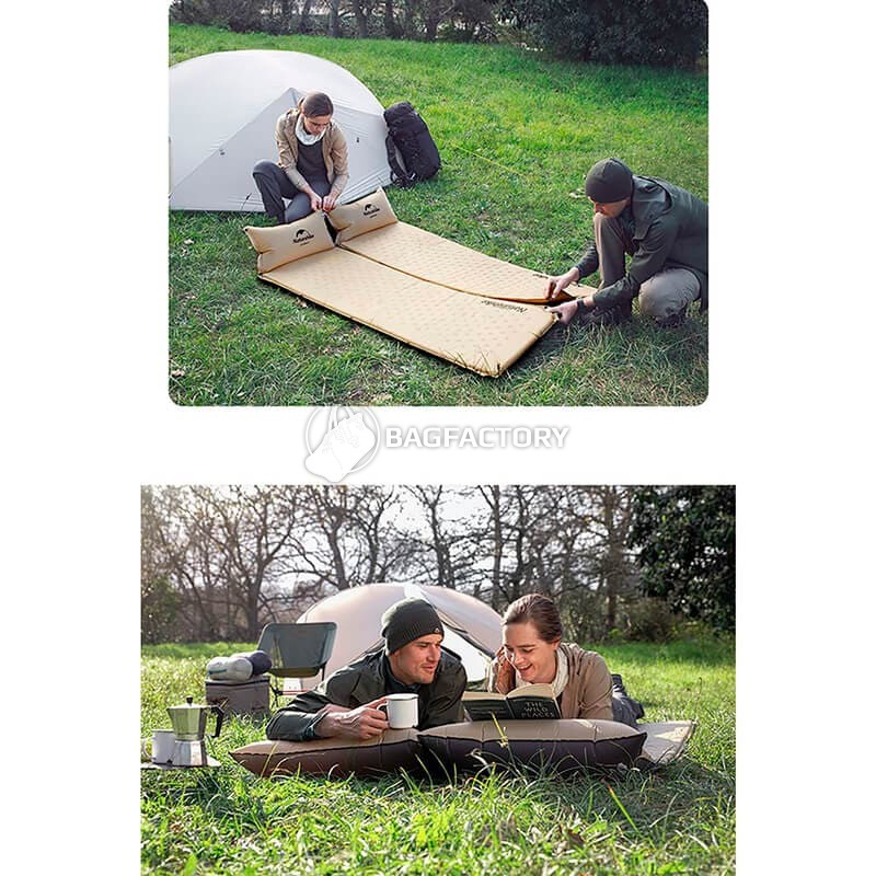 Туристический коврик Naturehike NH15Q002-D 25мм с подушкой 185см Голубой (6927595782583)