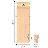 Туристический коврик Naturehike NH15Q002-D 25мм с подушкой 185см Бежевый (6927595782576)
