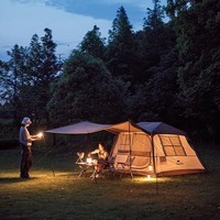 Палатка шестиместная с навесом Naturehike Village CNK2300ZP022 Коричневая большая (6976023920189)