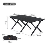 Стол раскладной Naturehike CNK2300JU010 aluminum 118х60х44 см Черный (6976023929007)