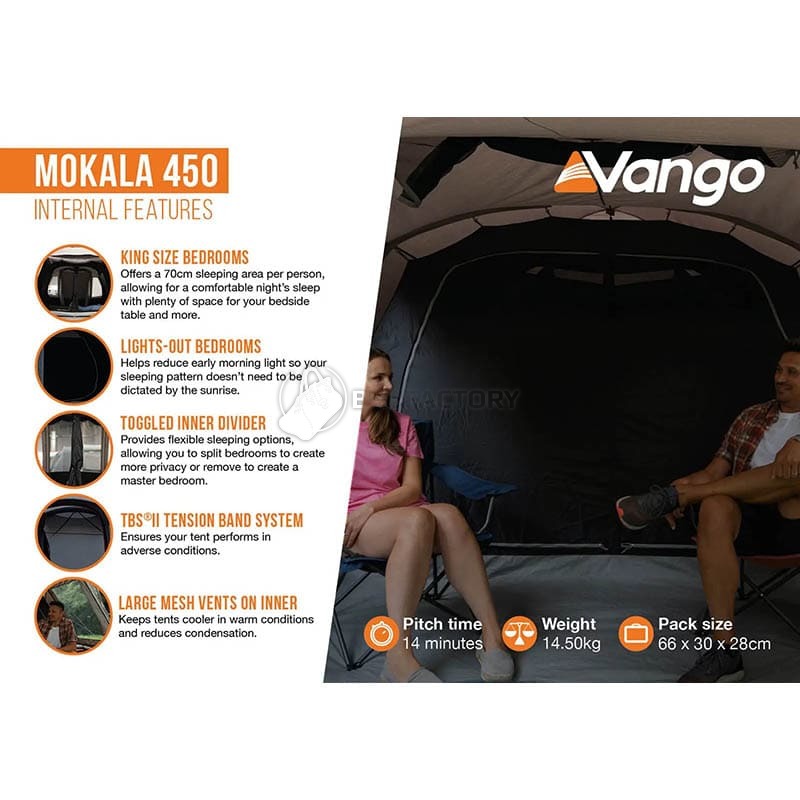 Палатка четырехместная Vango Mokala 450 Mineral Green (930839)
