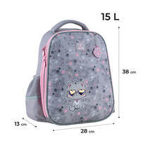 Школьный полукаркасный рюкзак GoPack Education Meow Серый 15л (GO24-165M-3)