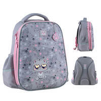 Школьный полукаркасный рюкзак GoPack Education Meow Серый 15л (GO24-165M-3)