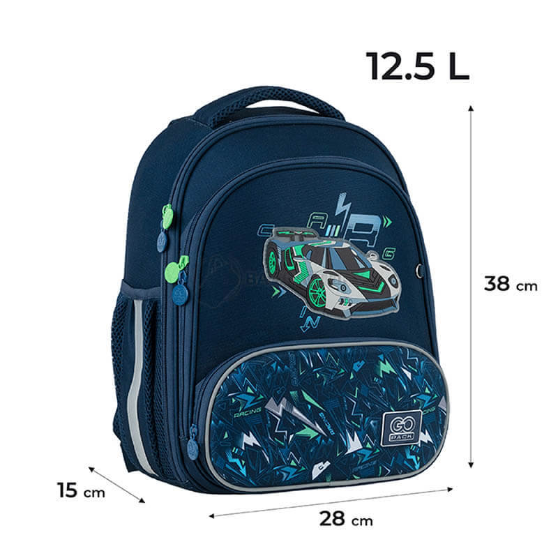 Школьный каркасный рюкзак GoPack Education Racing Car Синий 12.5л (GO24-597M-7)
