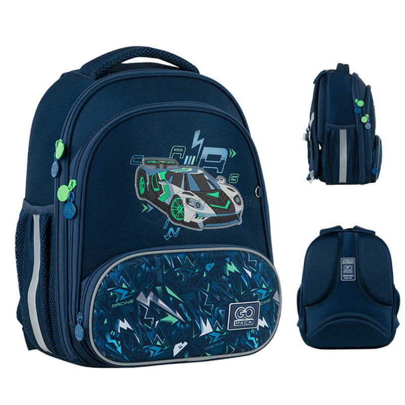 Школьный каркасный рюкзак GoPack Education Racing Car Синий 12.5л (GO24-597M-7)