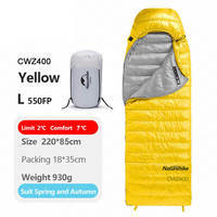 Спальный мешок пуховый Naturehike CW400 NH18C400-D p-р L желто-серый 220 см (6976507666848)
