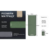 Туристический коврик Naturehike NH20DZ003 50мм темно-серый 200 см (6927595711491)