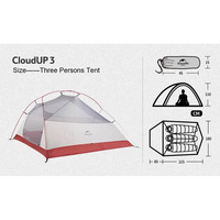 Палатка трехместная Naturehike Cloud Up 3 Updated NH18T030-T 210T зеленая (6927595730621)
